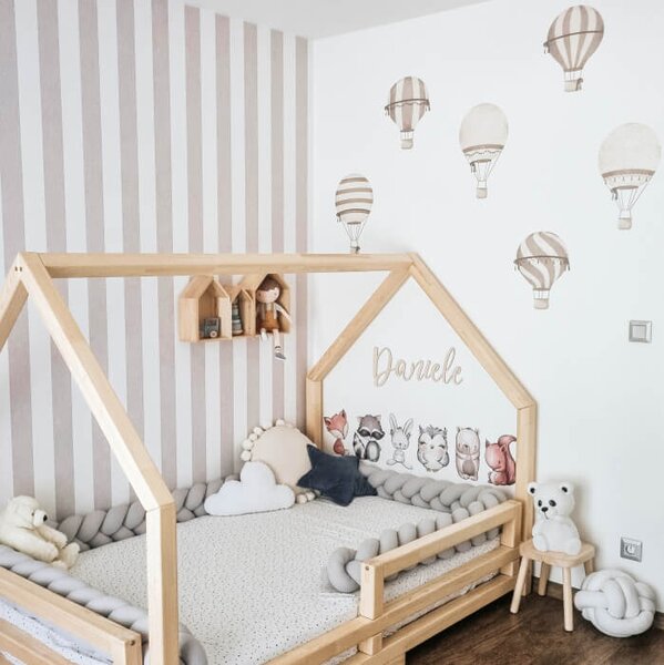 INSPIO - átragasztható textil matrica - Hőlégballon falmatricák barna színben