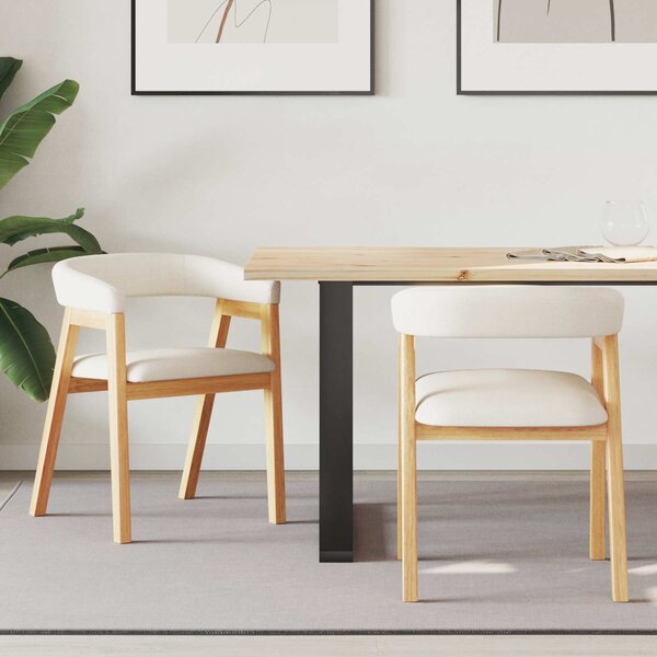 VidaXL Étkező Székek 2 pcs Természetes 54 x 57 x 73 cm Tömör Gumi Fa