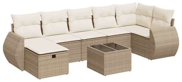 VidaXL 8 részes bézs polyrattan kerti ülőgarnitúra párnával