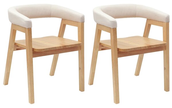 VidaXL Étkező Székek 2 pcs Természetes 54 x 57 x 73 cm Tömör Gumi Fa
