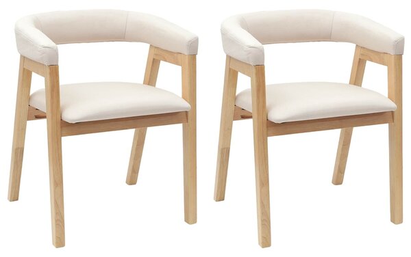 VidaXL Étkező Székek 2 pcs Természetes 54 x 57 x 73 cm Tömör Gumi Fa