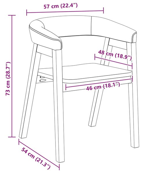 VidaXL Étkező Székek 2 pcs Fehér 54 x 57 x 73 cm Tömör Gumi Fa