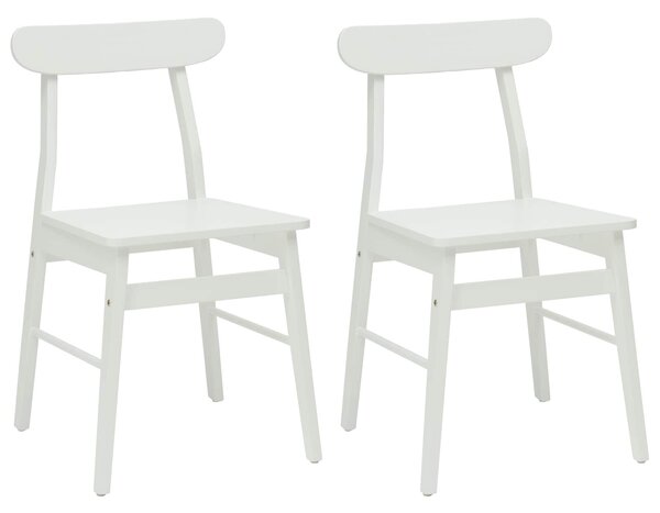 VidaXL Étkezőszék 2 pcs Fehér 43 x 44,5 x 77 cm Tömör Gumi Fa