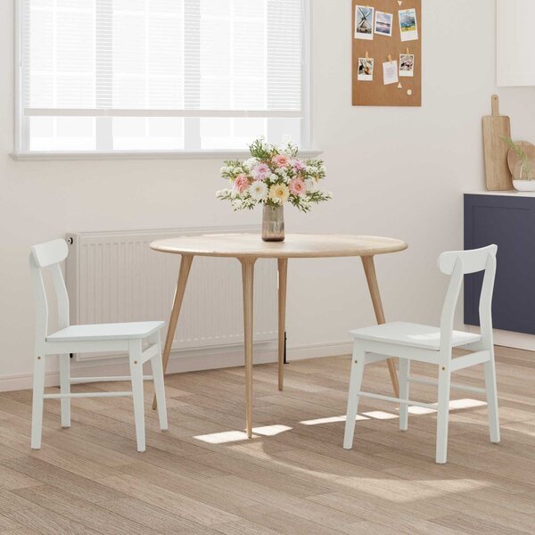 VidaXL Étkezőszék 2 pcs Fehér 43 x 44,5 x 77 cm Tömör Gumi Fa