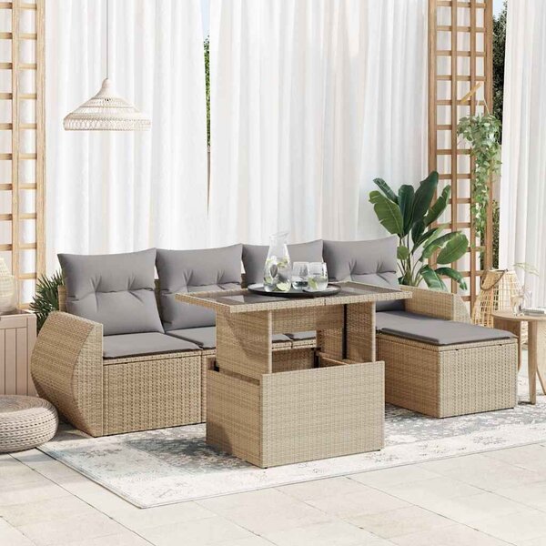 VidaXL Polyrattan Kerti Ülőgarnitúra - 6 részes - Bézs