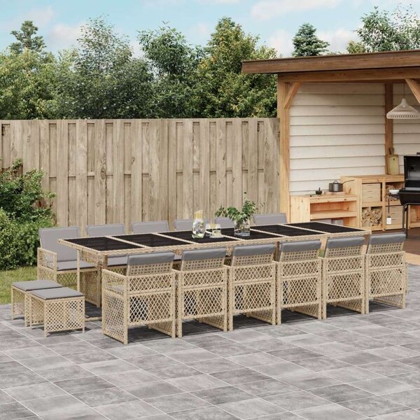 VidaXL Polyrattan Kerti Étkezőgarnitúra - 17 részes - Bézs