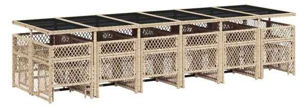 VidaXL Polyrattan Kerti Étkezőgarnitúra - 17 részes - Bézs