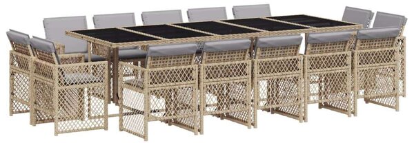 VidaXL Polyrattan Kerti Étkezőgarnitúra - 15 részes - Bézs