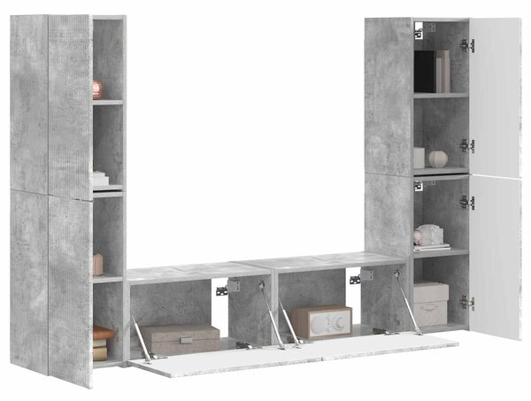 VidaXL TV szekrény garnitúra 6 pcs Beton Szürke Faanyag