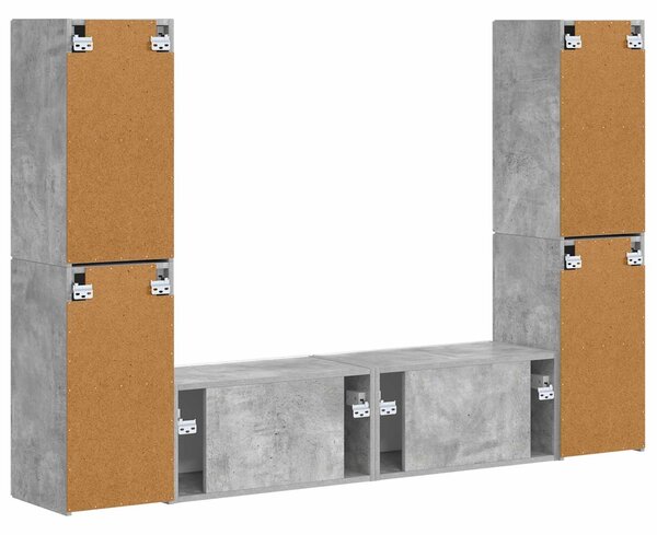 VidaXL TV szekrény garnitúra 6 pcs Beton Szürke Faanyag