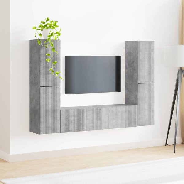 VidaXL TV szekrény garnitúra 6 pcs Beton Szürke Faanyag
