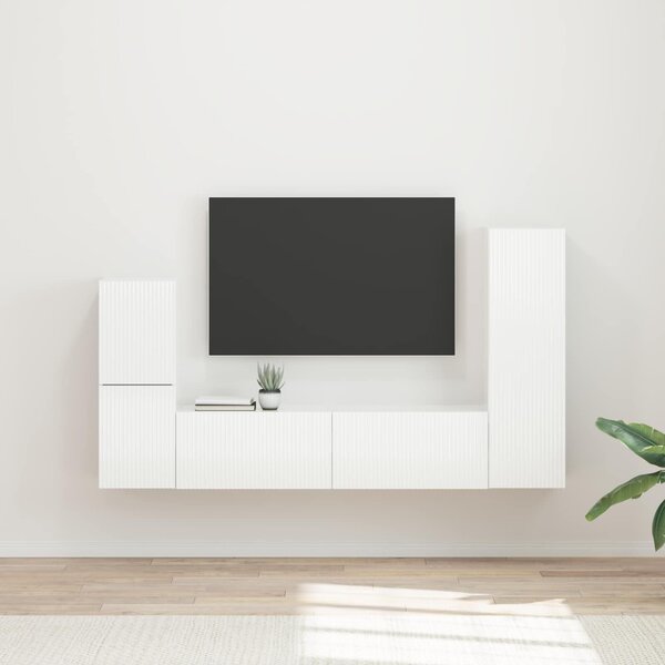 VidaXL TV szekrény garnitúra 4 pcs Magas Fényű Fehér Faanyag