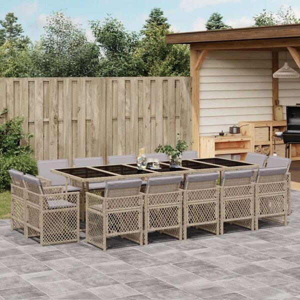 VidaXL Polyrattan Kerti Étkezőgarnitúra - 15 részes - Bézs