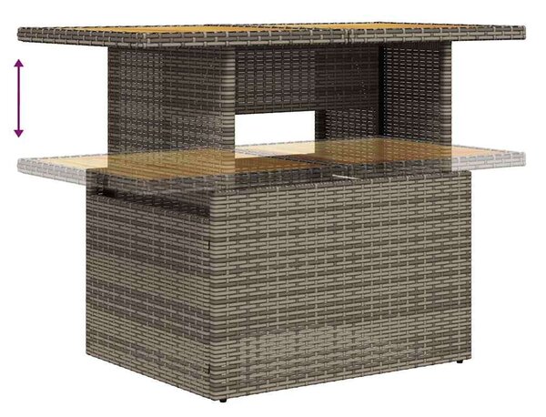 VidaXL Polyrattan Kerti Ülőgarnitúra - 7 részes - Szürke