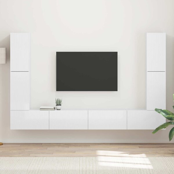 VidaXL TV szekrény garnitúra 8 pcs Magas Fényű Fehér Faanyag