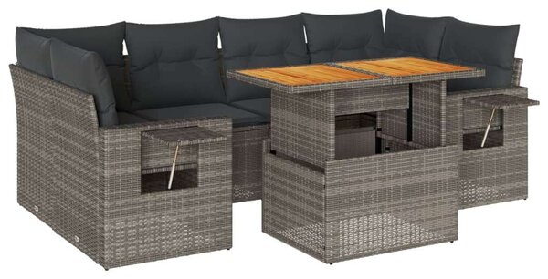 VidaXL Polyrattan Kerti Ülőgarnitúra - 7 részes - Szürke