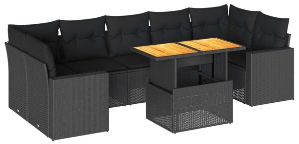 VidaXL Polyrattan Kerti Ülőgarnitúra - 8 részes - Fekete