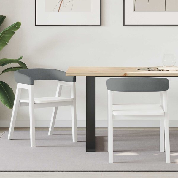 VidaXL Étkező Székek 2 pcs Fehér 54 x 57 x 73 cm Tömör Gumi Fa