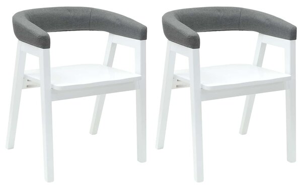 VidaXL Étkező Székek 2 pcs Fehér 54 x 57 x 73 cm Tömör Gumi Fa