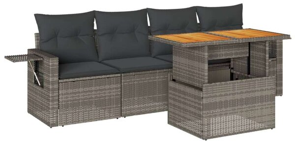 VidaXL 5 részes szürke polyrattan kerti ülőgarnitúra