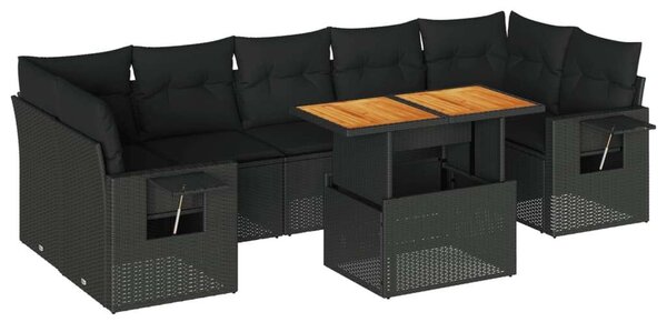 VidaXL Polyrattan Kerti Ülőgarnitúra - 8 részes - Fekete