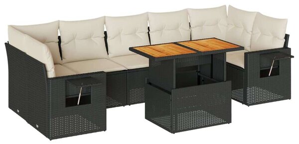VidaXL Polyrattan Kerti Ülőgarnitúra - 8 részes - Fekete