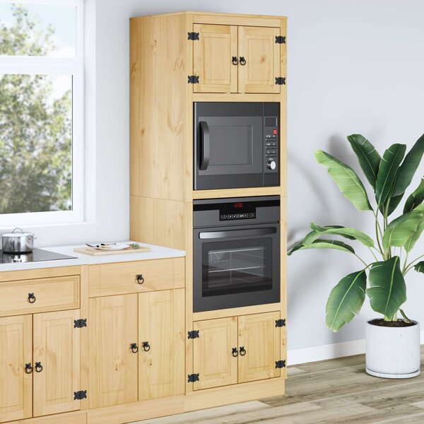 VidaXL Cabinet polcokkal tárolóval Méz 66 x 58 x 207 cm Tömör fenyőfa