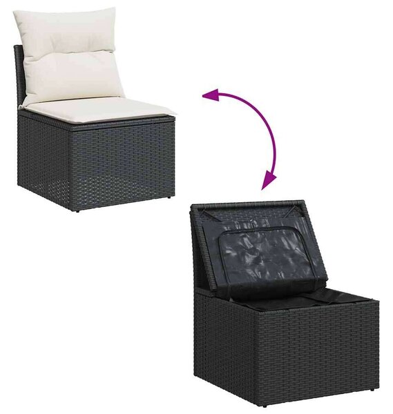VidaXL Polyrattan Kerti Ülőgarnitúra - 8 részes - Fekete