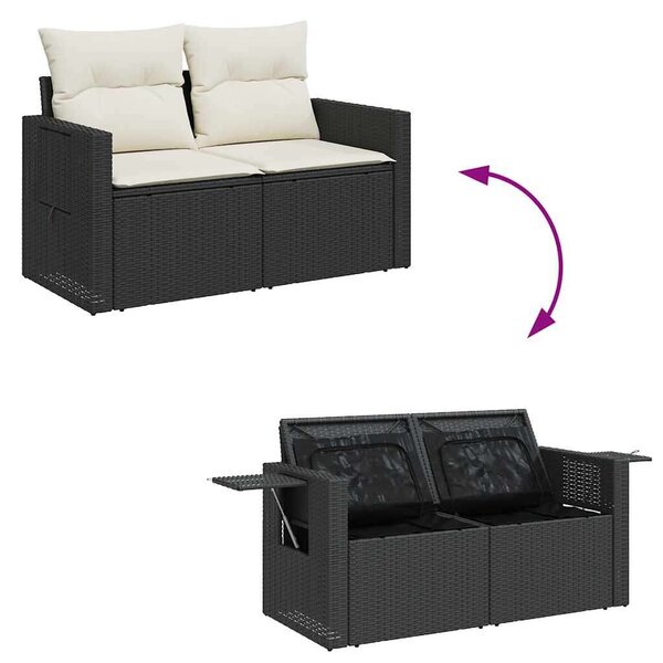 VidaXL Polyrattan Kerti Ülőgarnitúra - 8 részes - Fekete
