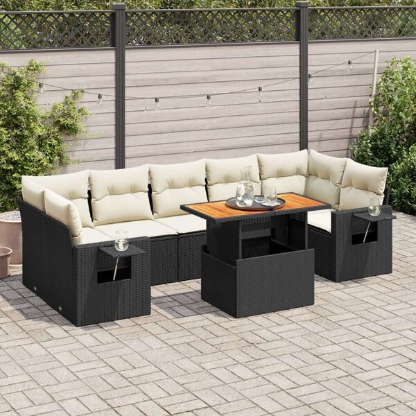 VidaXL Polyrattan Kerti Ülőgarnitúra - 8 részes - Fekete