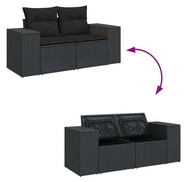 VidaXL Polyrattan Kerti Ülőgarnitúra - 8 részes - Fekete