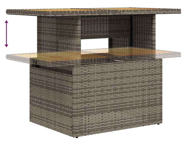 VidaXL Polyrattan Kerti Ülőgarnitúra - 7 részes, Szürke