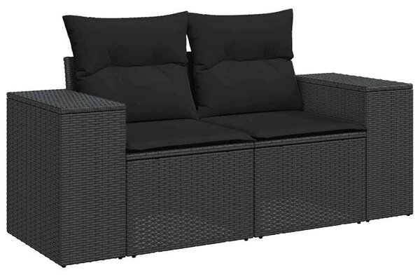 VidaXL 9 részes fekete polyrattan kerti ülőgarnitúra párnákkal