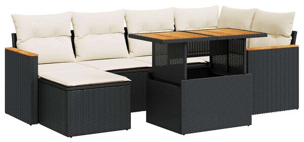 VidaXL Polyrattan Kerti Ülőgarnitúra - 7 részes - Fekete