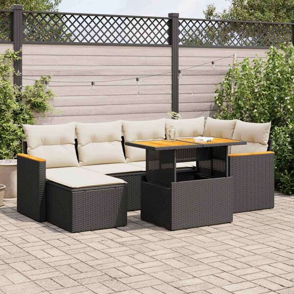 VidaXL Polyrattan Kerti Ülőgarnitúra - 7 részes - Fekete