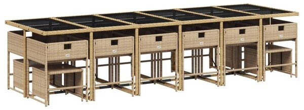 VidaXL Polyrattan Kerti Étkezőgarnitúra - 17 részes - Bézs