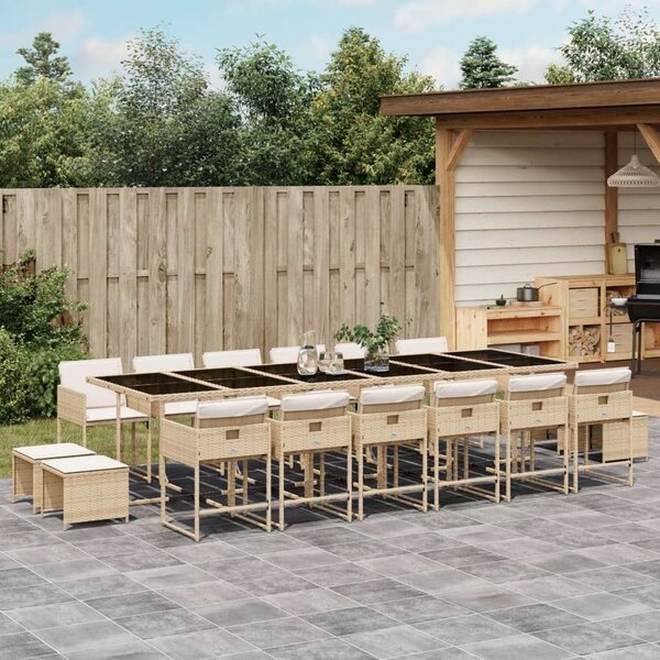 VidaXL Polyrattan Kerti Étkezőgarnitúra - 17 részes - Bézs