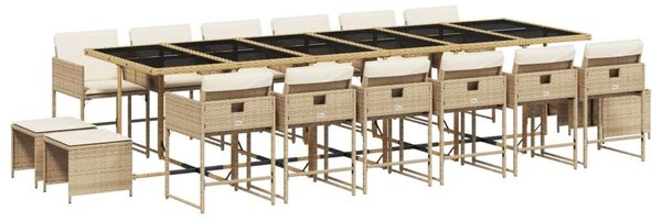 VidaXL Polyrattan Kerti Étkezőgarnitúra - 17 részes - Bézs