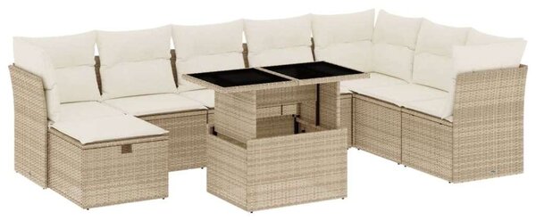 VidaXL Polyrattan Kerti Ülőgarnitúra - 9 részes - Bézs
