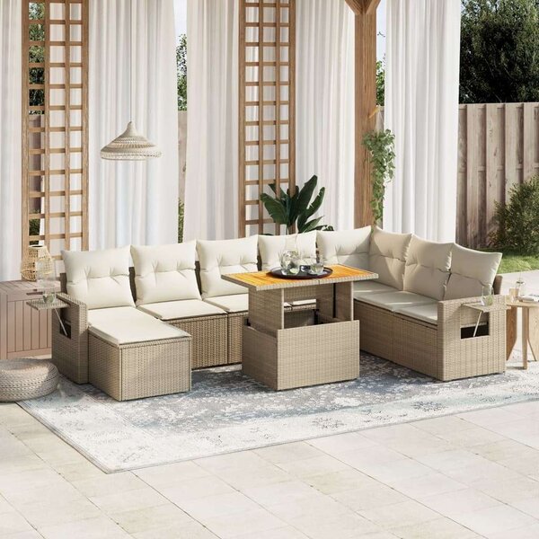 VidaXL Polyrattan Kerti Ülőgarnitúra - 9 részes - Bézs
