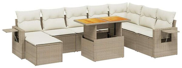 VidaXL Polyrattan Kerti Ülőgarnitúra - 9 részes - Bézs