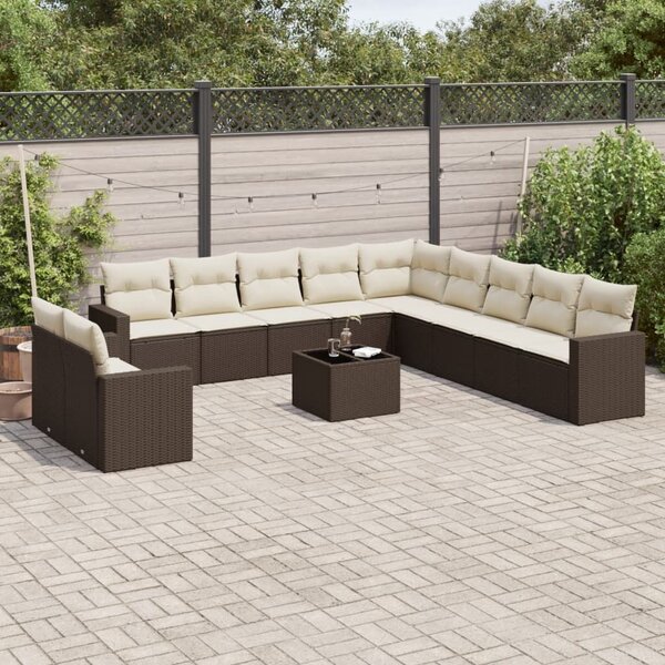VidaXL 12 részes barna polyrattan kerti ülőgarnitúra párnákkal