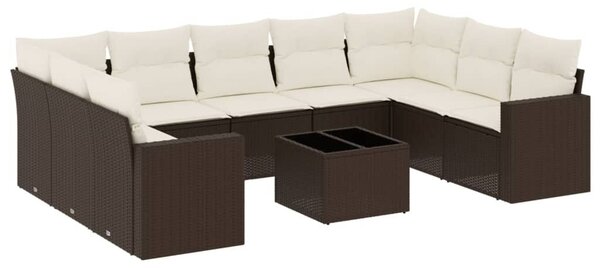 VidaXL 10 részes barna polyrattan kerti ülőgarnitúra párnákkal