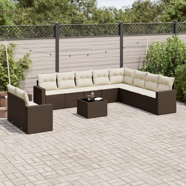 VidaXL 11 részes barna polyrattan kerti ülőgarnitúra párnákkal
