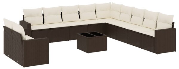 VidaXL 12 részes barna polyrattan kerti ülőgarnitúra párnákkal
