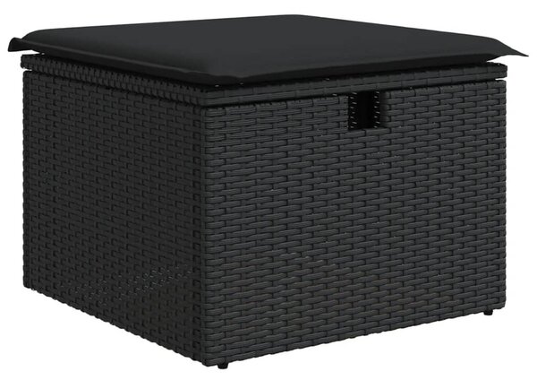 VidaXL 6 részes fekete polyrattan kerti ülőgarnitúra párnákkal