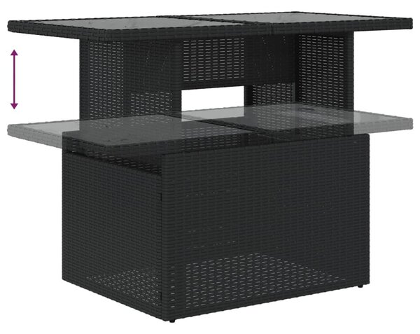 VidaXL 6 részes fekete polyrattan kerti ülőgarnitúra párnákkal