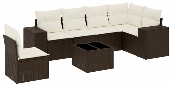 VidaXL 7 részes barna polyrattan kerti ülőgarnitúra párnákkal