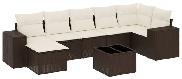 VidaXL 8 részes barna polyrattan kerti ülőgarnitúra párnákkal