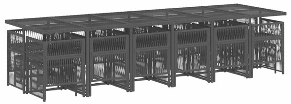 VidaXL 17 részes fekete polyrattan kerti étkezőgarnitúra párnákkal